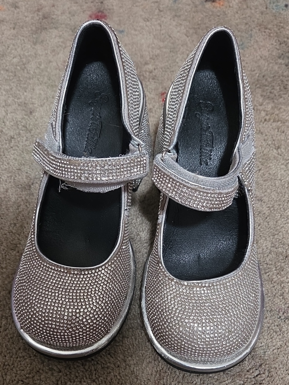 Women's Sparkly Mary Jane Shoes - Silver Rhinestone